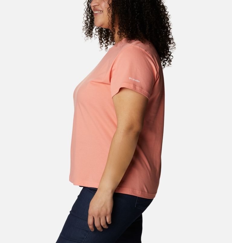 Women's Columbia Sapphire Point Short Sleeve T Shirts Coral | Plus Size CA-B8015